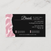 Hair Braiding Braid Salon Silver en Roze Glam Visitekaartje (Achterkant)