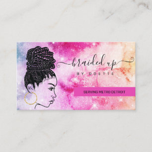 Hair Braiding Braider Stylist Waterverf Galaxy Visitekaartje