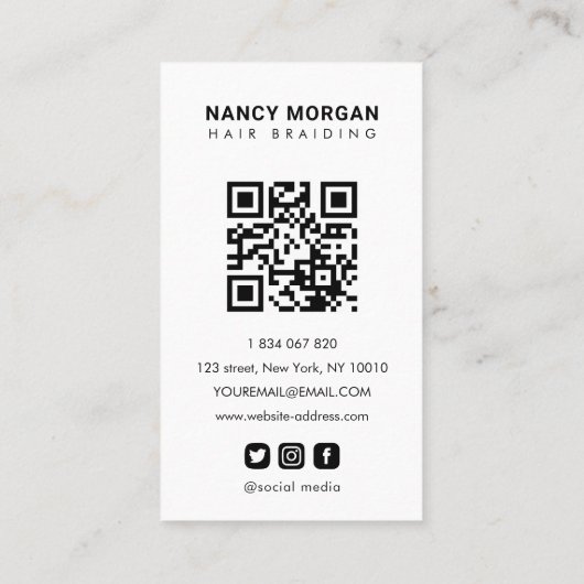 Hair Braiding Calligraphy Script Fotocollage Visitekaartje (Achterkant)