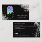 Hair Braiding Stylist Braid Salon Holographic  Visitekaartje (Voorkant / Achterkant)
