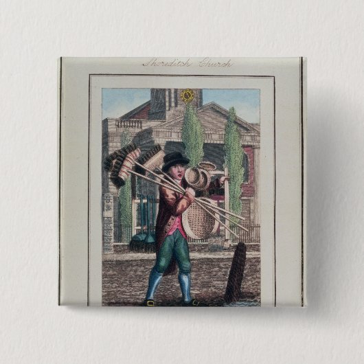 Hair Brooms, Shoreditch Church Vierkante Button 5,1 Cm (Voorkant)