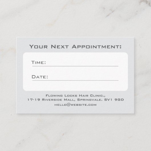 Hair Clinic Afspraakkaart Visitekaartje (Achterkant)