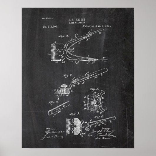 Hair Clippers Patent Poster (Voorkant)