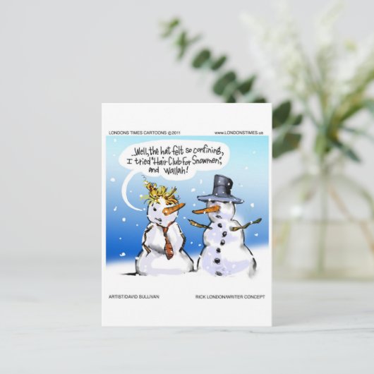 Hair Club for Snowmen Funny Kerstmis Feestdagenkaart (Staand voorkant)