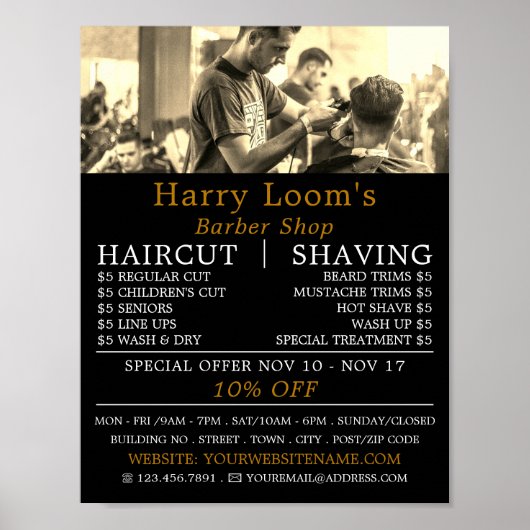 Hair Cut, Mannen Barbers Adverteren Poster (Voorkant)