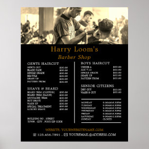 Hair Cut, Mannen Barbers Price List Poster