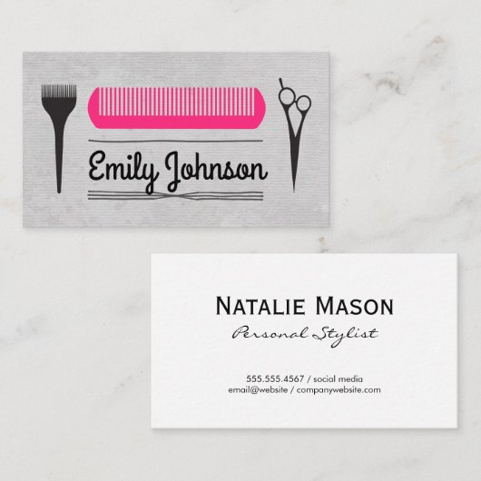 Hair Cut Roze Kam Salon Stylist Visitekaartje (Voorkant / Achterkant)