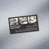 Hair Cut Salon met drie aangepaste foto-streepjes Magnetisch Visitekaartje (Voorbeeld)