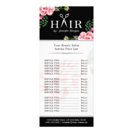 Hair Cut Schaar Logo Mooie Bloemen Prijslijst Reclamekaart
