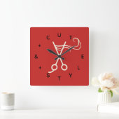 Hair Cut Scissors Letter-nummers Vierkante Klok (Huis)