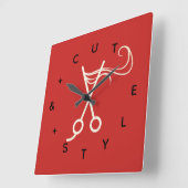 Hair Cut Scissors Letter-nummers Vierkante Klok (Hoek)