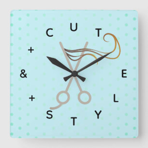 Hair Cut Scissors Letter-nummers Vierkante Klok
