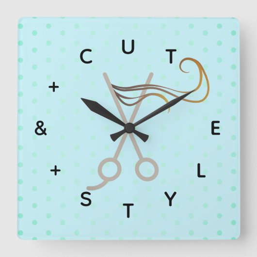 Hair Cut Scissors Letter-nummers Vierkante Klok (Voorkant)