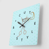 Hair Cut Scissors Letter-nummers Vierkante Klok (Hoek)