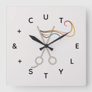 Hair Cut Scissors Letter-nummers Vierkante Klok