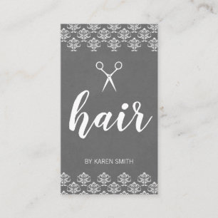 Hair Damask (grijs) Visitekaartje