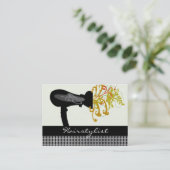 Hair Designer Haarstylist Black Gingham Patronen Visitekaartje (Staand voorkant)