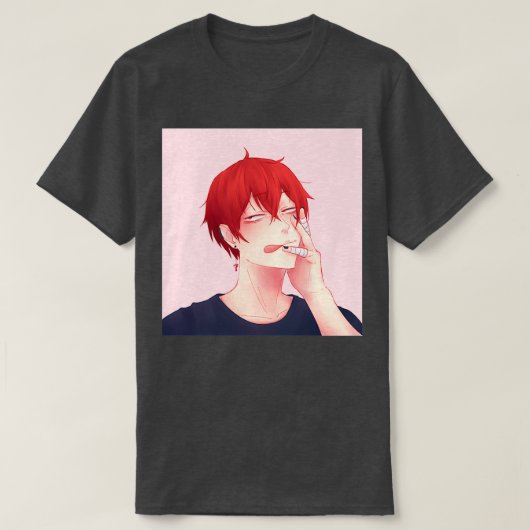 Hair Down Tendou Satori Blue Shirt Pink bg (Design voorkant)