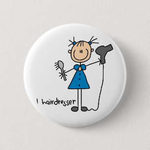 Hair Dresser Stick Figuur Button