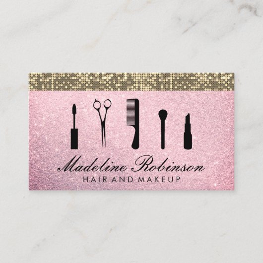 Hair en Makeup Glitter Benoeming Afsprakenkaartje (Voorkant)