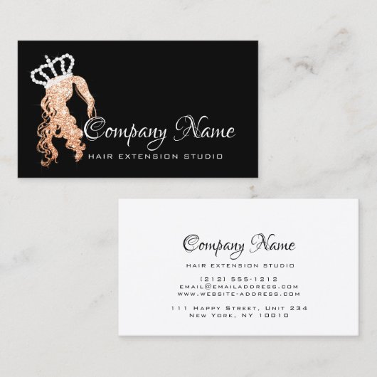 Hair Extension Hair Copper Roos Crown Spark Salon Afsprakenkaartje (Voorkant / Achterkant)