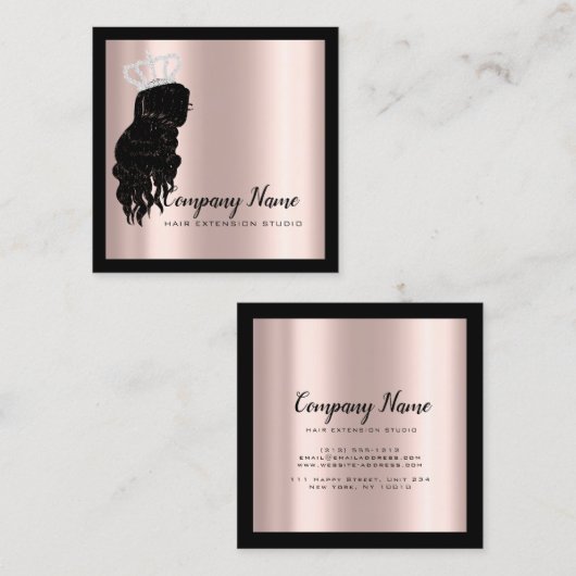 Hair Extension Hair Roos Crown Square Diamond Afsprakenkaartje (Voorkant / Achterkant)