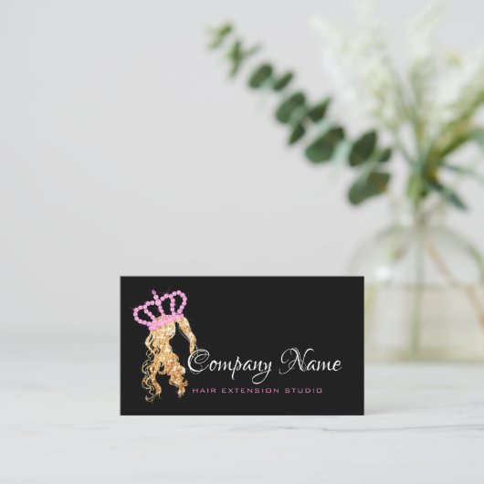 Hair Extension Hair Stylist Blonde Gold Pink Crown Afsprakenkaartje (Staand voorkant)