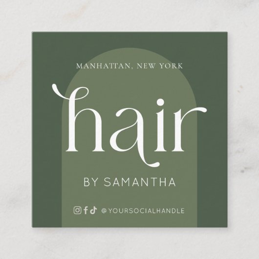 Hair Extensions Aftercare Modern Boho Sage Groen Vierkante Visitekaartje (Voorkant)