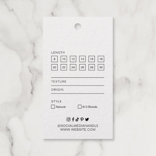 Hair Extensions Boutique Gold Folie Label Hang Lab (Achterkant)