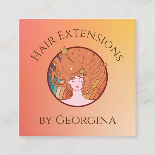 Hair Extensions Sinaasappel Ombre Gradient Beauty Vierkante Visitekaartje (Voorkant)