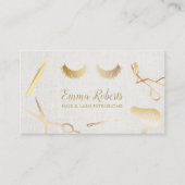 Hair & Eyelash Extensions Beauty Salon Linen Visitekaartje (Voorkant)