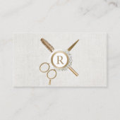 Hair & Eyelash Extensions Gold Monogram Elegant Visitekaartje (Voorkant)