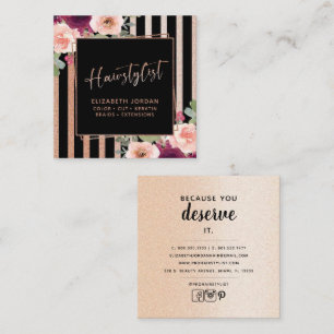 Hair Floral Black Roos Gold Square Visitekaartje