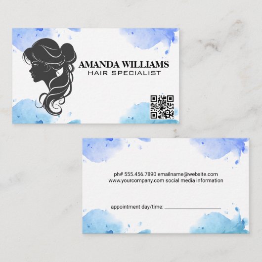 Hair Flowing Grey Graphic | QR-code Afsprakenkaartje (Voorkant / Achterkant)