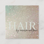 Hair Glitter Green Pink Aqua Shiny Shimmer Vierkante Visitekaartje (Voorkant)