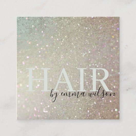 Hair Glitter Green Pink Aqua Shiny Shimmer Vierkante Visitekaartje (Voorkant)