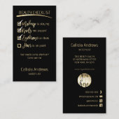 Hair Gold Black Beauty Checklist Business Logo Afsprakenkaartje (Voorkant / Achterkant)
