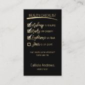 Hair Gold Black Beauty Checklist Business Logo Afsprakenkaartje (Voorkant)