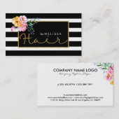 Hair Gold Glitter Tekst Zwart & Wit Strepen Visitekaartje (Voorkant / Achterkant)