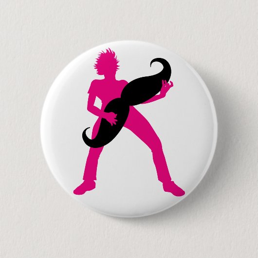 Hair Guitar Ronde Button 5,7 Cm (Voorkant)
