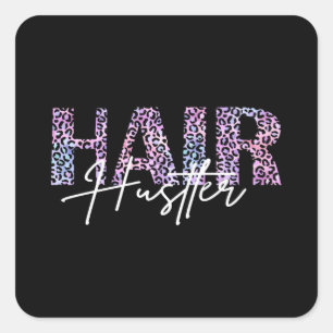 Hair Hustler Hairdresser Leo Afdrukroze Vierkante Sticker