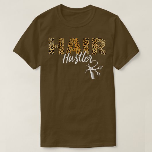 Hair Hustler Leopard Haarstylist Hairdresser Barbe T-shirt (Design voorkant)
