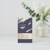 Hair & Lash Extensions Salon Modern Blue & Gold Visitekaartje (Staand voorkant)