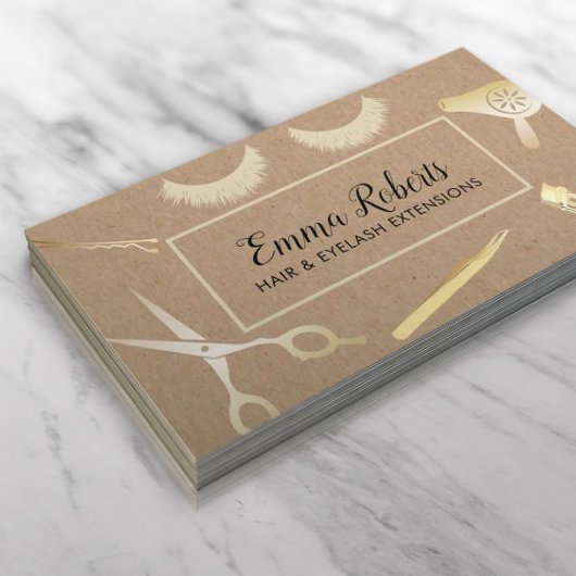 Hair & Lashes Beauty Salon Rustic Kraft Visitekaartje