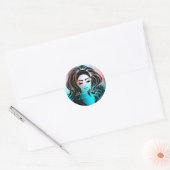 Hair Lashes Extension Stylist Make-up Blue Ombre Ronde Sticker (Envelop)