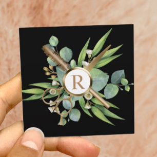 Hair & Lashes Stylist Greenery Gold Beauty Salon Vierkante Visitekaartje