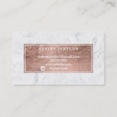 Hair lashscript roos gouden typografische marmer visitekaartje (Achterkant)