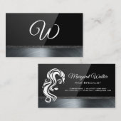 Hair Logo Black Gloss | Metallic Trim Visitekaartje (Voorkant / Achterkant)