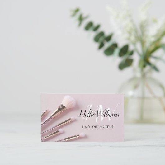 Hair Make-up MUA Visitekaartje Dusty Pink (Staand voorkant)