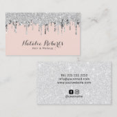 Hair & Makeup Artist Silver Glitter Drijft Blush Visitekaartje (Voorkant / Achterkant)